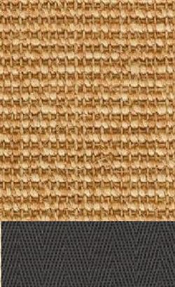 Sisal Salvador sand 065 tæppe med kantbånd i granit 045